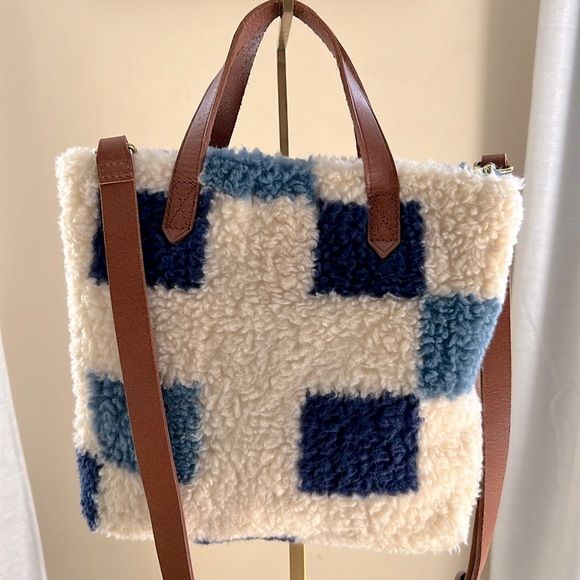 Madewell Handbags - 💙🤎 HTF The Small Transport Crossbody: (Re)sourced Sherpa Edition w leather